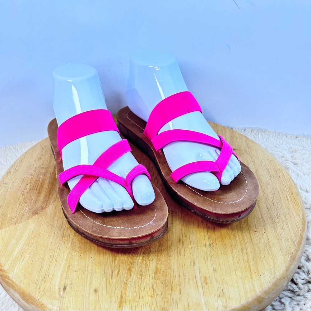 Pink and Brown Casual Sandals with Criss-Cross Straps